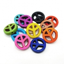 Pärlor Fredsmärke - Peace Beads Colorful - 15 mm - 12 st