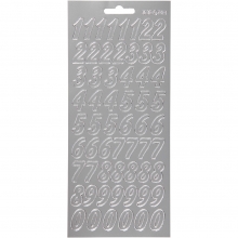 Stickers 10x23 cm Silver Siffror Klistermärken