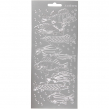 Stickers 10x23 cm Silver Fisk Klistermärken