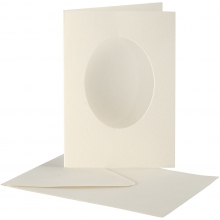 Passepartoutkort A6 Off White 10-pack Oval Papper Kort Kuvert Bröllop Kärlek