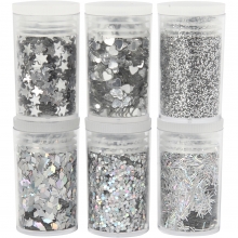 Glitter Silver 6 x 5 g till scrapbooking, pyssel och hobby