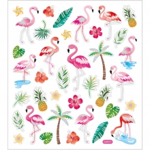 Stickers 15 x 16,5 cm ca. 37 st Flamingo Silverfolie Klistermärken