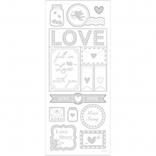 Stickers 10 x 24 cm ca. 14 st Silver Love Klistermärken