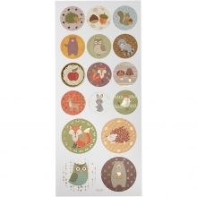 Stickers 10 x 23 cm ca. 16 st Skogsdjur Klistermärken