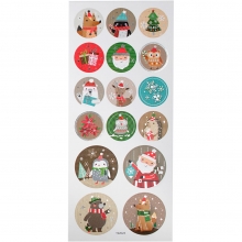 Stickers 10 x 23 cm Julfigurer i cirklar Klistermärken
