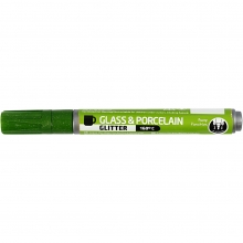 Porslin Glaspenna Opaque Glitter Ljusgrön 2-4 mm Porslinspenna