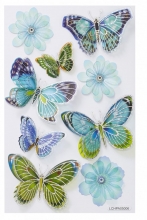 fjäril blommor sticker klistermärke Stickers 3D Fjärilar och i turkosa toner Klistermärken