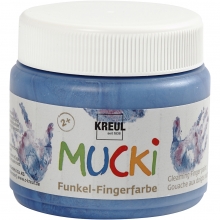 Fingerfärg Mucki Metallic Blå 150 ml till scrapbooking, pyssel och hobby