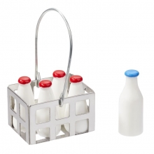 Miniatyr mjölkflaskor.