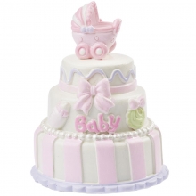 Tårtdekoration Baby Girl Cake - 7,5 cm - Pink