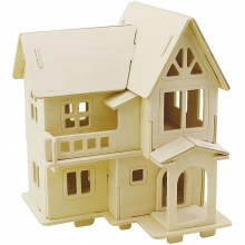 3D Pussel Hus med balkong Höjd: 19 cm Plywood