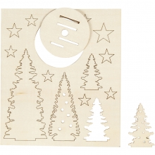Julgranar och stjärnor L: 20 cm B: 17,5 Plywood Dekorationsföremål Julpyssel