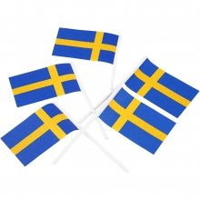 Tårtflaggor 30 x 50 mm Sverige 100 st Student Konfirmation