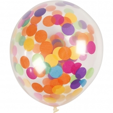 Ballonger Transparent Runda med konfetti 4 st