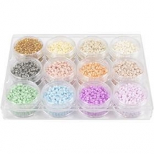 Seed Beads - 3 mm - Hål 0,6-1 mm - Pastell Färger - 12x17 g