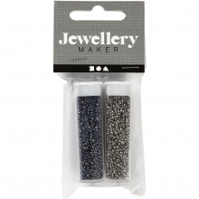 Seed Beads 1,7 mm Mörk Metallicgrå / Svart 2x7 gram