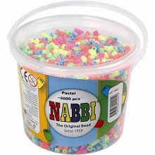 Nabbi Pärlor 5000 st Pastellfärger i Hink Medium Rörpärlor
