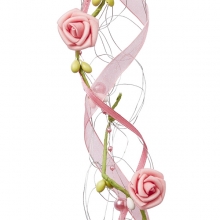 Blomstergirlang med Pärlband - Rosa - 85 cm