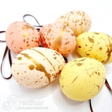 Ägg Hänge till Påskris - Gul, Beige, Orange 6 st