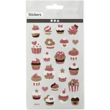 Glitter Stickers Muffins 10x16 cm Klistermärken