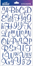 Alfabet Stickers Sweetheart Script Blue Glitter Klistermärken