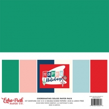 Paper Pack Echo Park - Happy Holidays - 12x12 Solids - 6 ark