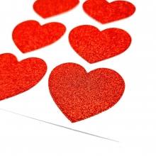 Glitter Stickers Röda Hjärtan 3 ark Klistermärken