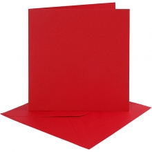 Kort och kuvert - 15,2x15,2 cm - Röd - 4 set