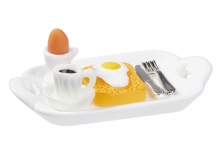En fin miniatyr frukostbricka med 6 stycken tillbehör.
