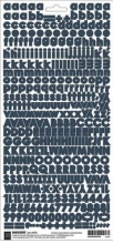 Alfabet Stickers 5”x12” Basic Grey Navy Blue Siffror Klistermärken
