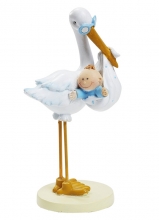 Tårtdekoration Stork med Pojke 11 cm Dekorationsfigur