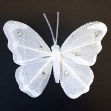 Dekorativa stora fjärilar 3 st 80x60 mm Glittrande Vit Dekorationsfigur
