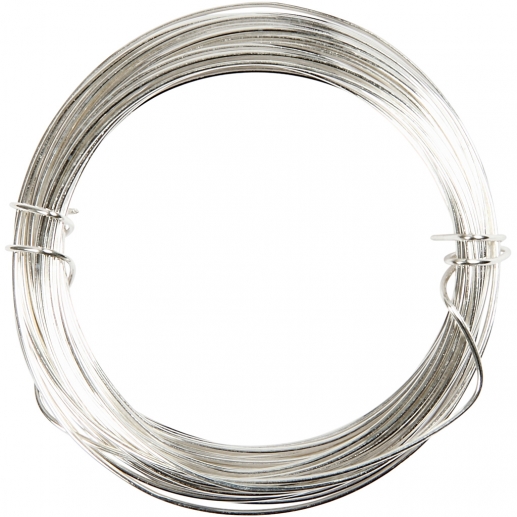 Metalltråd Wire Försilvrad 0,6 mm 10 meter Smyckes Binding Ståltråd