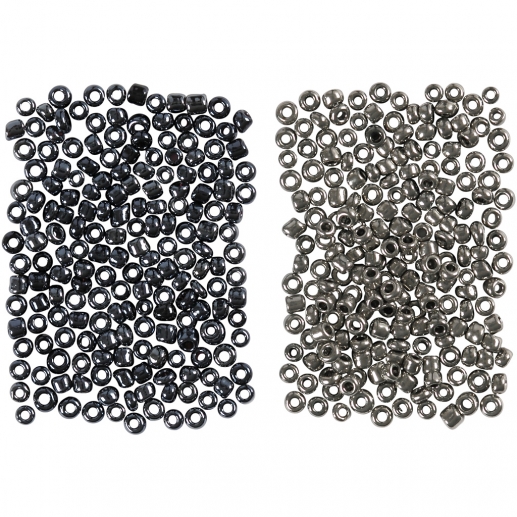 Seed Beads 1,7 mm Mörk Metallicgrå / Svart 2x7 gram