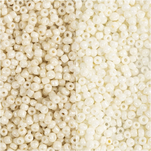 Seed Beads - 1,7 mm - Hål 0,5-0,8 mm - Beige och Pärlemor - 2x7 g
