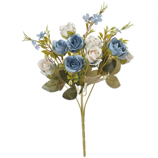 Dekorativ Blombukett Blå 30 cm Tygblommor Duvblå