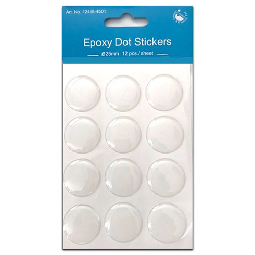 Cabochon Epoxy Stickers 25 mm 12 st Runda Klistermärken