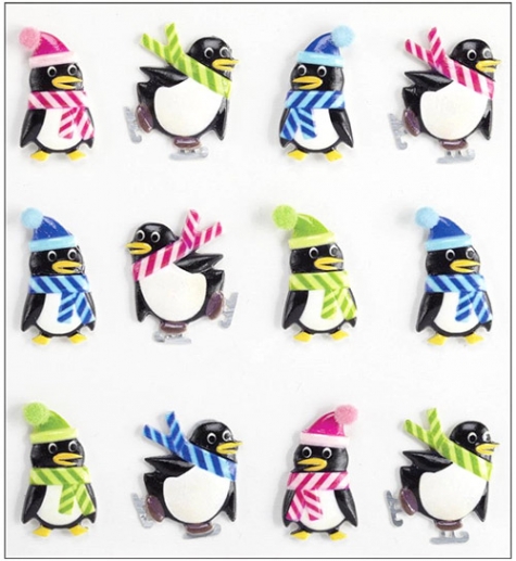 Epoxy 3D Stickers Jolees Holiday Penguins 12 Pingviner Klistermärken Djur Natur