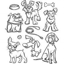 Tim Holtz Cling Stamps 7"X8.5" Crazy Dogs Stämplar Uppdelat på Tillverkare