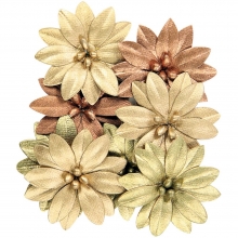 Tygblommor Seasons Greetings Metallic Daisies 8 st