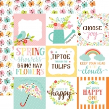 Papper Echo Park Hello Spring 4"X4" Journaling Cards/Butterflies