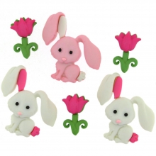 Knappar Figurer Bunny Love Figurknappar till scrapbooking, pyssel och hobby