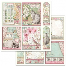 Paper Pad Stamperia Orchids and Cats 8x8 Tum Pappersblock 4 8