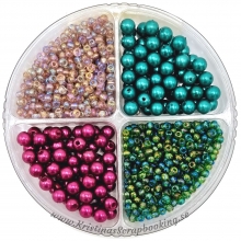 Pärlor i Set - Rosa & Grön - Akryl & Rocai - 50 g