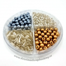 Pärlor i Set Guld & Silver Akryl Rocai 50 g Akrylpärlor