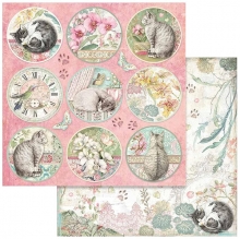Paper Pad Stamperia Orchids and Cats 8x8 Tum Pappersblock 4 8