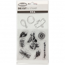 Stämpel & Dies set Djur Blad 2,5-6 cm 10 st Clearstamps Silkonstämpel