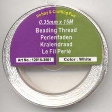 Smyckestråd - Beading Thread - Vit - 0,35 mm x 15 m
