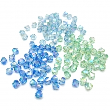Pärlor Diamond Facett 6mm Ocean Blue 120 st Akrylpärlor