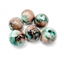 Akrylpärlor 18 mm Grön/Brun 6 st till smyckestillverkning